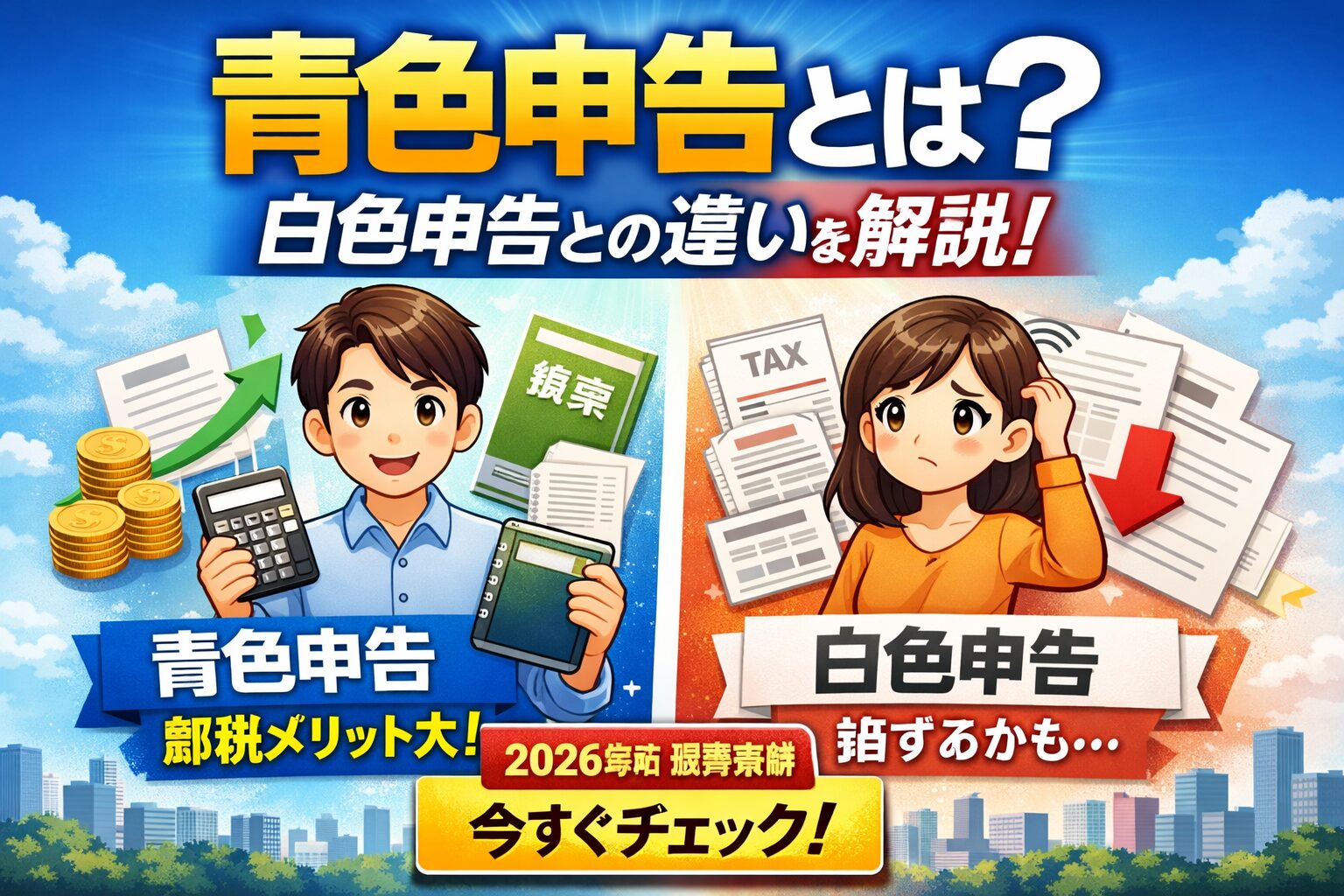 青色申告とは？白色申告との違い・メリット・デメリットをわかりやすく解説【2026年版】