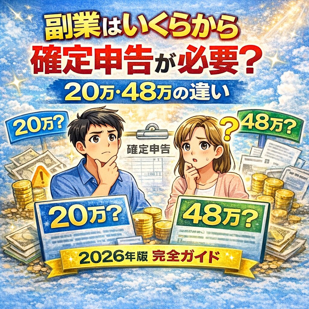 副業はいくらから確定申告が必要？20万・48万の違いを完全解説【2026年版】