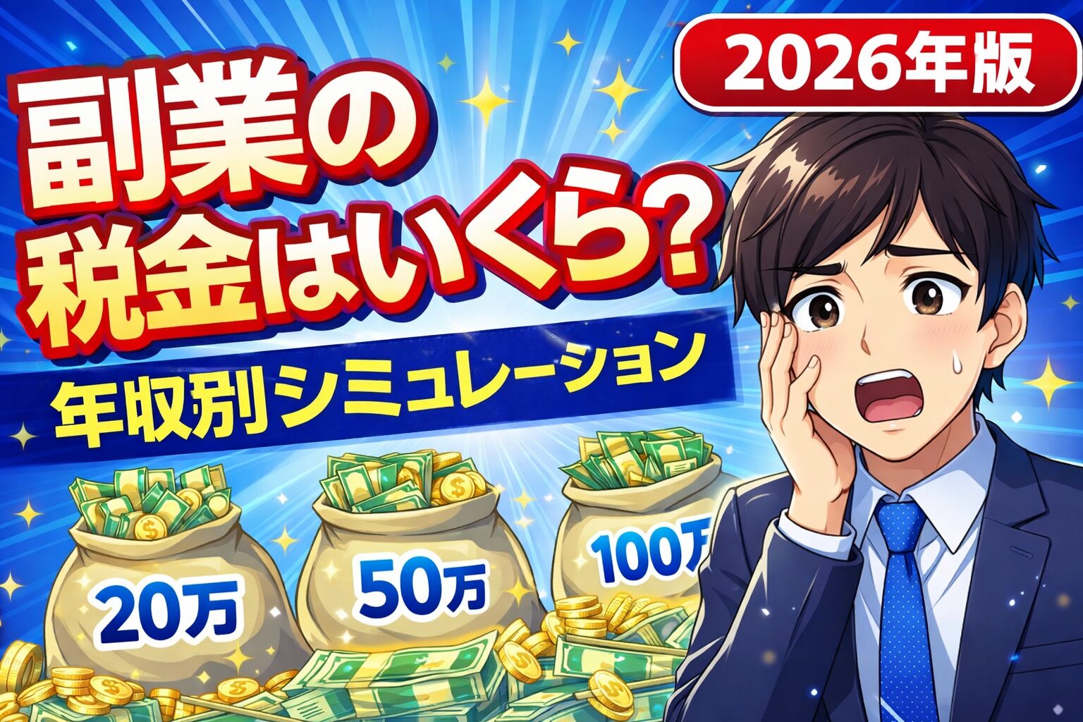 副業の税金はいくら？年収別シミュレーション（20万・50万・100万）完全解説【2026年版】