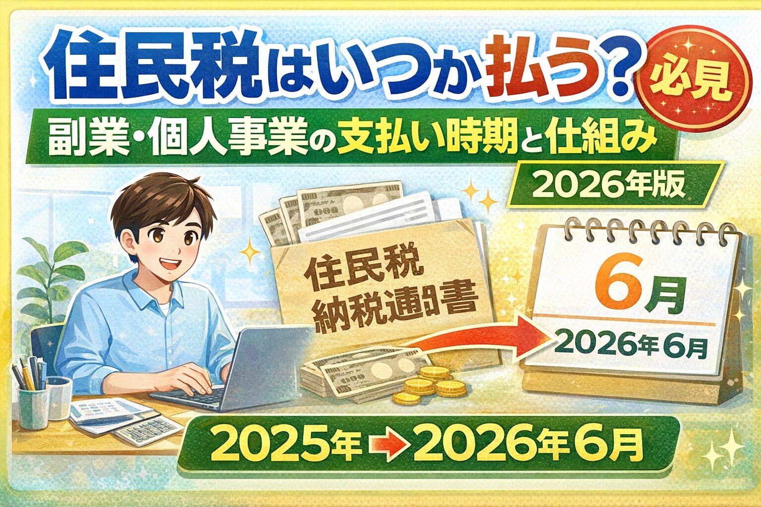 住民税はいつから払う？副業・個人事業の支払い時期と仕組み【2026年版】
