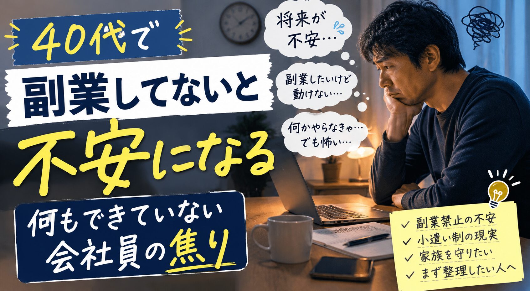40代で副業してないと不安になる|何もできていない会社員の焦り