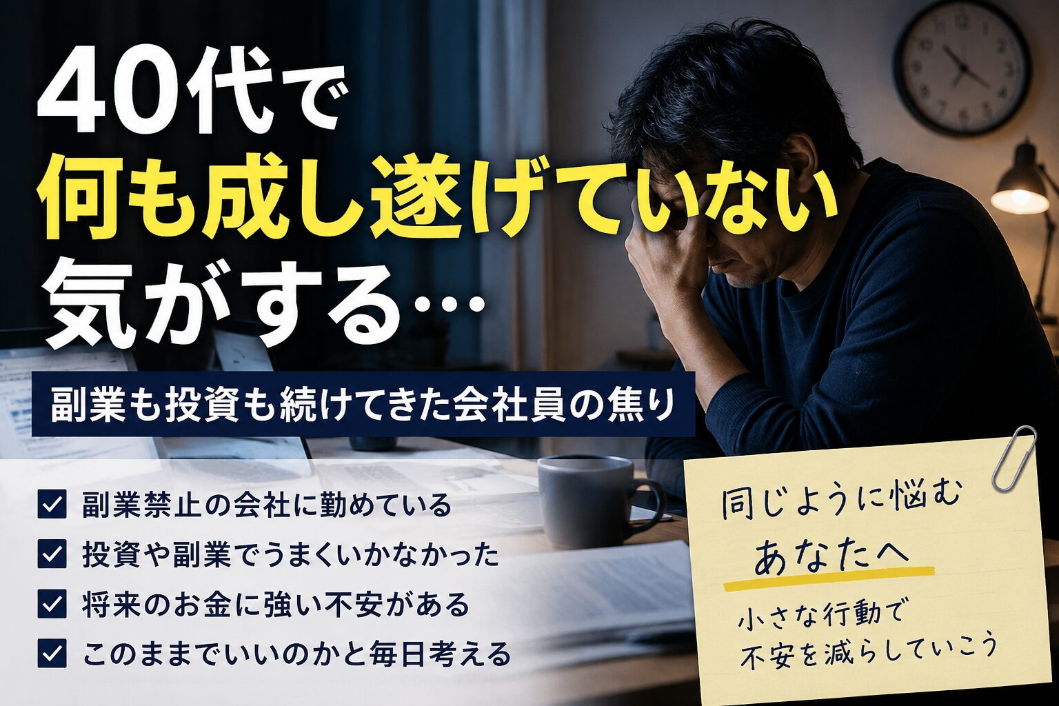 40代で何も成し遂げていない気がする｜副業も投資も続けてきた会社員の焦り