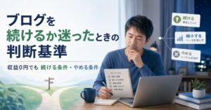 ブログを続けるか迷ったときの判断基準｜収益0円でも続ける条件、やめる条件