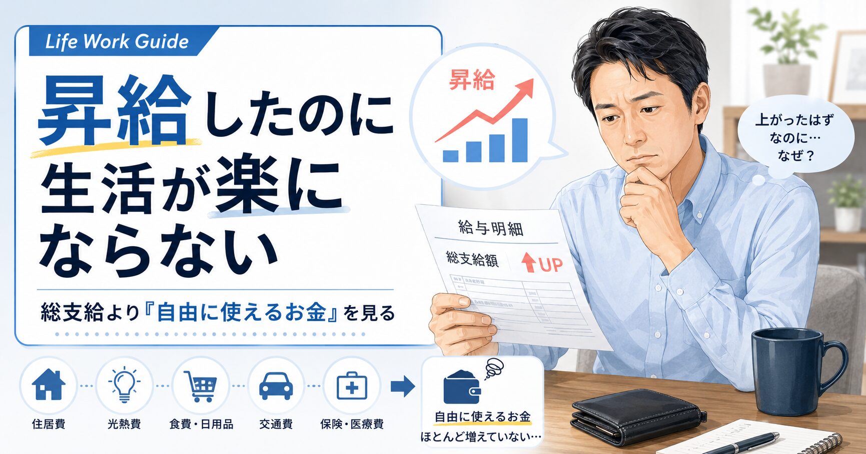 昇給したのに生活が楽にならない40代会社員へ|総支給より「自由に使えるお金」を見る
